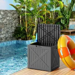 SEVOBAL Deck Boxes 32 Gal Outdoor Storage Deck Box, Weather-Resistant Outdoor Bench with Stay-Up Lid, Black, 22.09"*17.09"*20.87"
