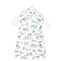 Hudson Baby Cotton Long-Sleeve Wearable Sleeping Bag, Sack, Blanket, Neutral Safari World Long Sleeve