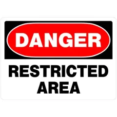 Hillman English White Danger Restricted Area Sign 10 in. H X 14 in. W - Case of 6