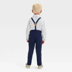 Toddler Boys' Long Sleeve Button-Down Shirt and Suspender Pants Set - Cat & Jack&trade; White