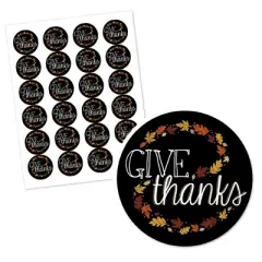 Big Dot of Happiness Give Thanks - Thanksgiving Party Circle Sticker Labels - 24 Count