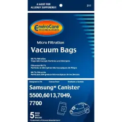 Samsung Canisters 5500, 6013, 7049, 7700, Micro Filtration Vacuum Bags 5 Pack
