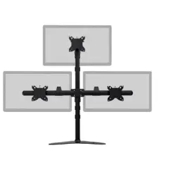 Monoprice Triple Monitor Pyramid Free Standing Desk Mount For 15-30in Monitors | Rotate 360&deg;, Swivel &plusmn;60&deg;, Tilt &plusmn;12&deg;