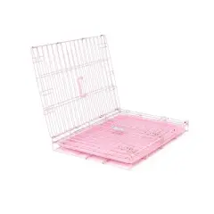 Carlson Single Door Wire Dog Crate - Pink S