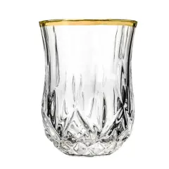 Lorren Home Trends Opera Gold Collection Set of 6 Crystal Shot Glass with Gold Rim