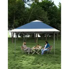 13'x13' Pop Up Canopy - Waterproof & UV-Resistant Portable Tent for Picnics, Camping, and Outdoor Events - Blue & Gray