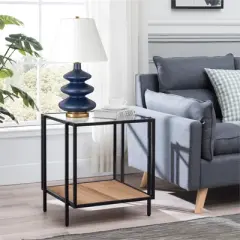 Black Bronze and Rustic Oak Side Table - Henn&Hart