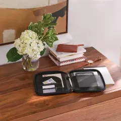 Faux Leather Zip Tech Case 9.98" Ring Binder Black - Threshold&trade;