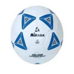 Mikasa Size 5 Deluxe Cushioned Soccer Ball, Ages 12 and Up, 27 Inch Diameter, White/Blue