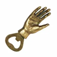 Slickblue Hand-Shaped Iron Bottle Opener, Gold Leaf Detail, Bar or Kitchen Tool, 4.25"x1.5"x0.5"