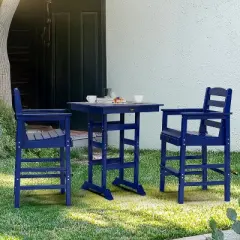 VINGLI 32" Outdoor Bar Table, HDPE Square Patio Bar Height Table with Umbrella Hole All Weather Tall Bistro Table for Patio, Garden, Poolside