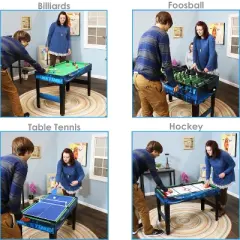 Sunnydaze 10-in-1 Multi-Game Table with Billiards, Foosball, Hockey, Ping Pong, Chess, Checkers, Backgammon, Shuffleboard, Bowling, and Cards - 49.5"