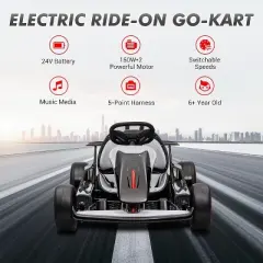 Go Kart for Kids, 24V Drift Kart with 2X200W Strong Motor, 7AH Big Battery, Electric Pedals, Electric Go Kart Outdoor Race Toy