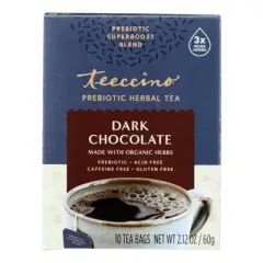 Teeccino Dark Chocolate Prebiotic Tea - Case of 6 Boxes/10 Tea Bags