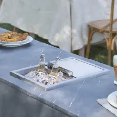 VEVOR Drop in Ice Chest, 18"L x 12"W x 14.5"H Stainless Steel Ice Cooler, Commercial Ice Bin with Sliding Cover, 40.9 qt Outdoor Kitchen Ice Bar