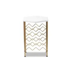 Phoebe Metal Wine Rack with Faux Marble Tabletop Gold - Baxton Studio