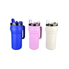 28.75oz/850ml stainless steel insulated water bottle, built-in straw double-drink coffee cup