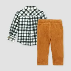 Burt's Bees Baby&reg; Boys' Gingham Button Down Top & Raised Ribbed Pant Set