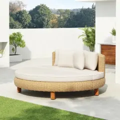 Christopher Knight Home Lauriel Boho Patio Plastic Wicker Daybed with Cushions and 4 Pillows