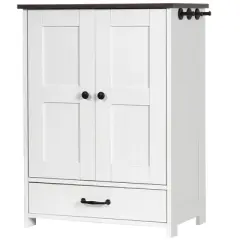 Gulches Dog Feeding Station with Hidden Bowls & Storage Cabinet for Medium Dogs - White