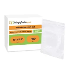 PSBM 150 Pieces, Clear 15" x 17.5" Bubble Out Bags Protective Wrap Pouches, Self Seal