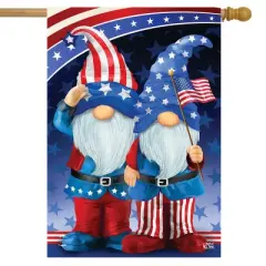 Patriotic Gnomes Humor House Flag Fourth of July 28" x 40" Briarwood Lane