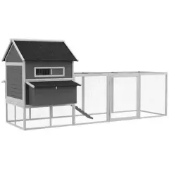 Resenkos Rabbit Hutch, Duck Cage Hutch,Chicken Coop,137" Wooden Chicken Coop for 8-10 Chickens, Backyard, Gray