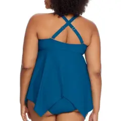 Birdsong Women's Plus Size Deep Ocean Sharkbite Underwire Tankini Top - S30157P-DPOD