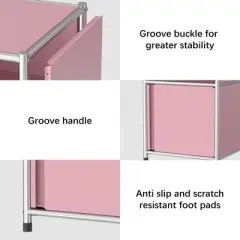 Fortune Candy 25.39'' Tall 1 Door Modular Design Metal Nightstand, Pink