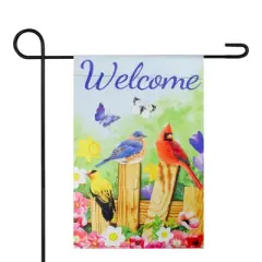 Northlight Welcome Birds on a Fence Outdoor Garden Flag 12.5" x 18"