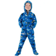 Footed Pajamas - Shark Frenzy Toddler Hoodie Fleece Onesie
