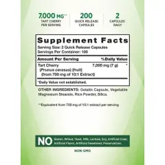 Nature's Truth Tart Cherry Extract Capsules | 7000mg | 200 Count