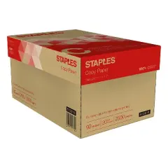 Staples 11" x 17" Copy Paper 20 lbs 92 Brightness 500/RM 5 RM/CT (512215)