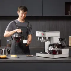 VEVOR 12 Cups Commercial Drip Coffee Maker, Coffee Maker Machine with 3 Glass Carafes and 3 Warmer Plates, Silver