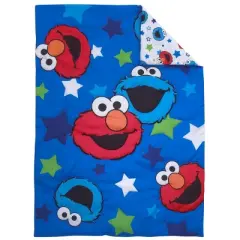 NoJo Sesame Street Awesome Buds - Red, Blue, Green, White 4pc Toddler Bed Set with Elmo and Cookie Monster