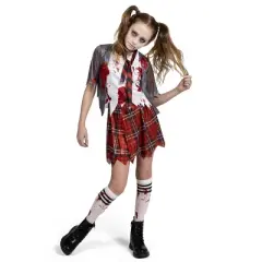 Joyfy Girls' Zombie Halloween Costume, Schoolgirl Costume for Girls &ndash; Halloween Outfit, Creepy Kid&rsquo;s Dress-Up for Parties & Events