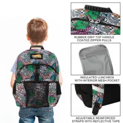 Hot Wheels Cars & Titles All-Over Print 16" Backpack & Lunch Kit Set