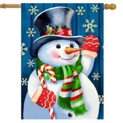 Briarwood Lane Winter House Flag 40x28 For Outdoor Candy Cane Snowman For Winter House Flag