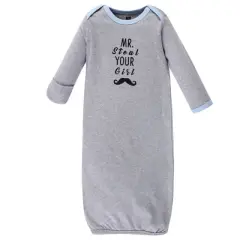 Hudson Baby Infant Boy Cotton Long-Sleeve Gowns 4pk, Handsome Fella, 0-6 Months