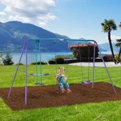 Luupatchy Metal Swing Set With Glider