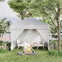 CuisinSmart 10x10 Pop Up Canopy Tent with 4 Removable Sidewalls, Outdoor Portable Canopy for Parties, Backyard, Beach, White