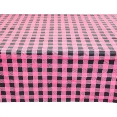 Sparkle and Bash 3-Pack Buffalo Plaid Plastic Party Tablecloths, Pink Disposable Table Covers, 54x108"
