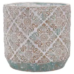 Inspirella 6.3 Inch Timeless Colorful Hand Painted Glazed Ceramic Round Indoor Outdoor Succulent Plant Pots with Drainage Holes and Plugs (4 Pack)