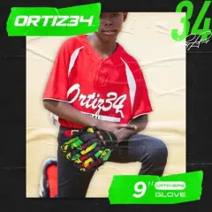 Ortiz34 9" Graffiti Youth T-Ball Glove, Right Hand Throw, Easy Close, No Break-In, Lightweight, Green/Purple