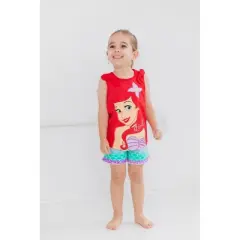 Disney Princess Princess Moana Rapunzel Jasmine Belle Girls Tank Top and French Terry Shorts Little Kid to Big Kid