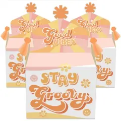 Big Dot of Happiness Stay Groovy - Treat Box Party Favors - Boho Hippie Party Goodie Gable Boxes - Set of 12