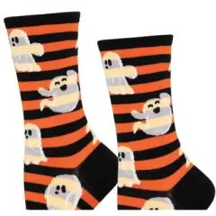 Socksmith 15.0 Inch Spooky Stripes Orange Halloween Socks (1 Pair) , Floating Ghosts Black (1PC)
