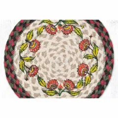 Earth Rugs Holiday Floral Printed Round Jute Trivet &ndash; 10" Heat-Resistant Decorative Kitchen Accent with Festive Seasonal Design