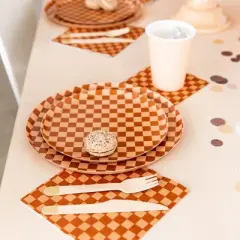 Jollity & Co. - Check It! Caf&eacute; Con Leche Dessert Plates - Pack of 8 Paper Plates