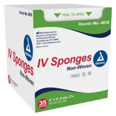 Dynarex Non-Woven I.V. Sponges, Pre-Cut 6-Ply Gauze, 2 in x 2 in